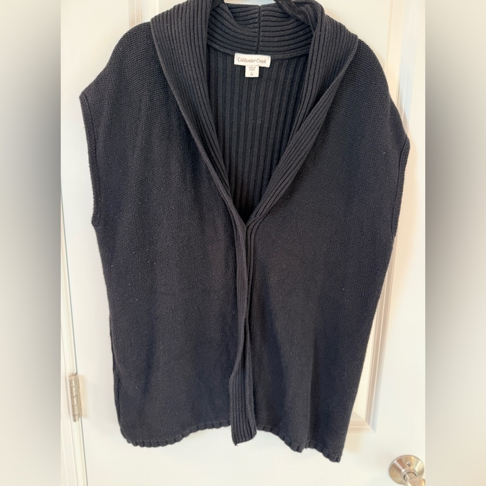Coldwater Creek Black V-Neck Sweater Vest (size 14)